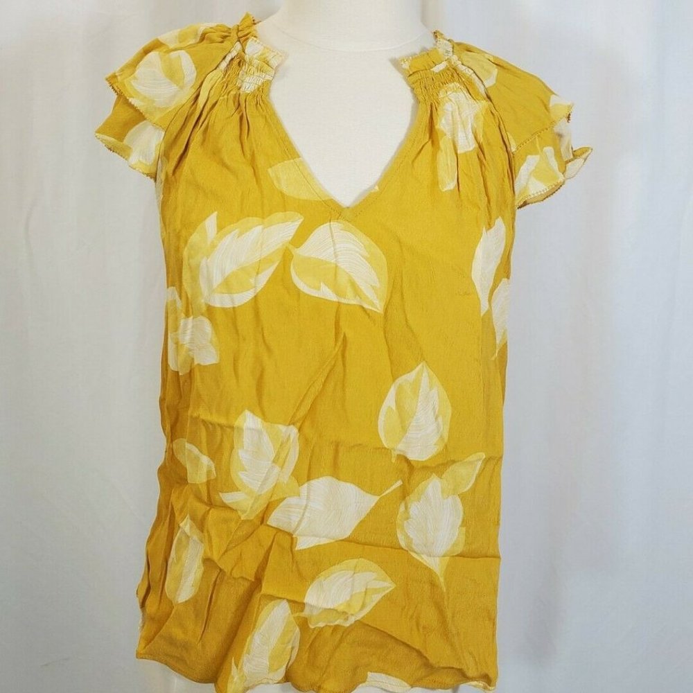 Women's Top Size S Ruffle Sleeve Light Weight Flowy a new day Mustard Target